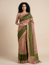 Rekha Ikat Silk Saree - Peach and Green