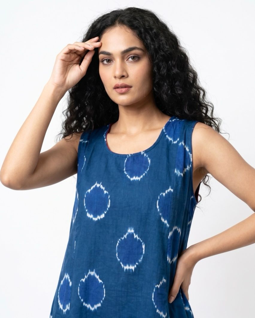 Handwoven Cotton Slip Dress Cerulean