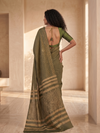 DABU  Small Checks Tussar Silk Sari - Green