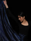 GOONJ Thippa Ikat Handwoven Silk Saree -  Midnight Blue