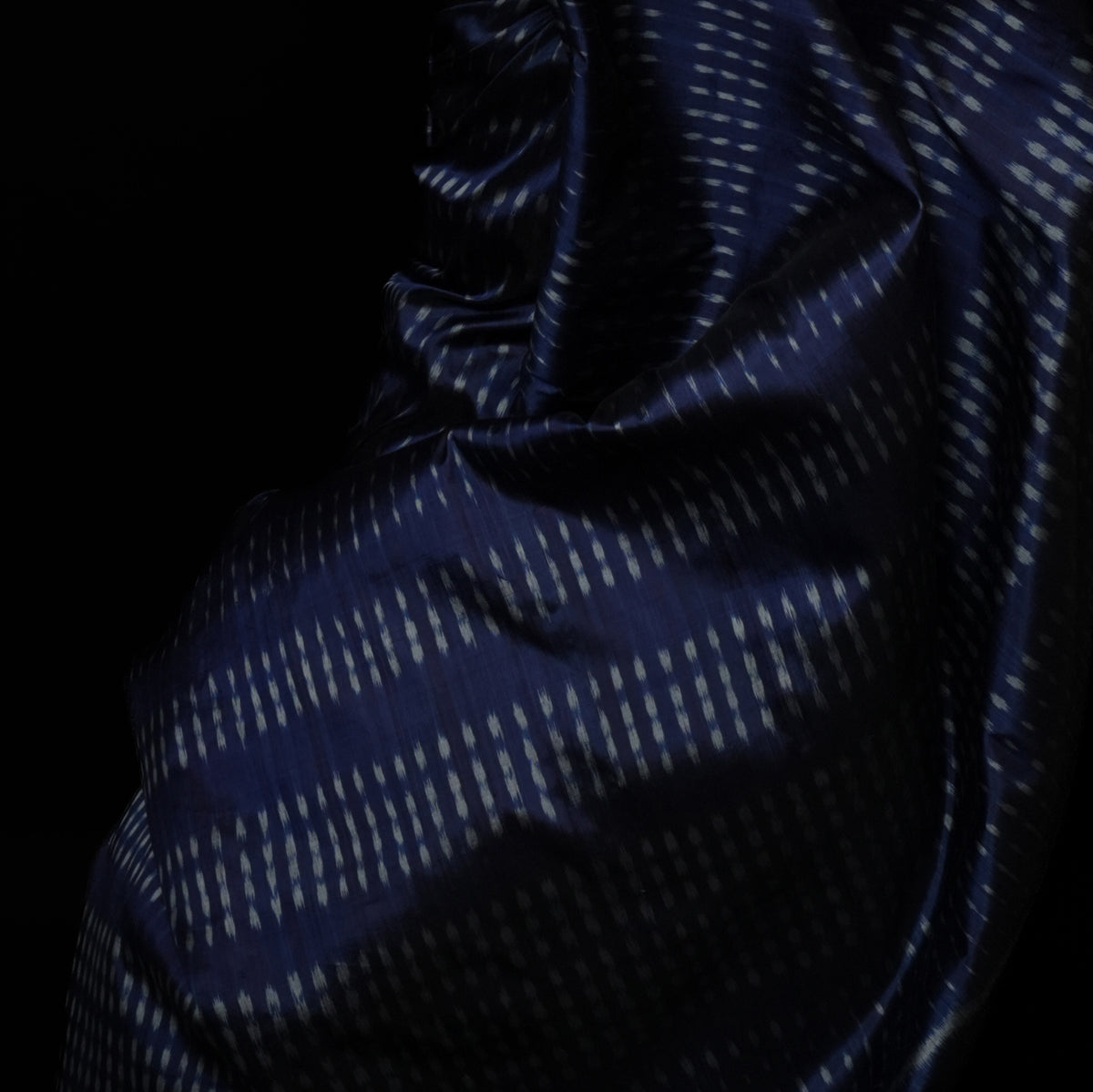 GOONJ Thippa Ikat Handwoven Silk Saree -  Midnight Blue