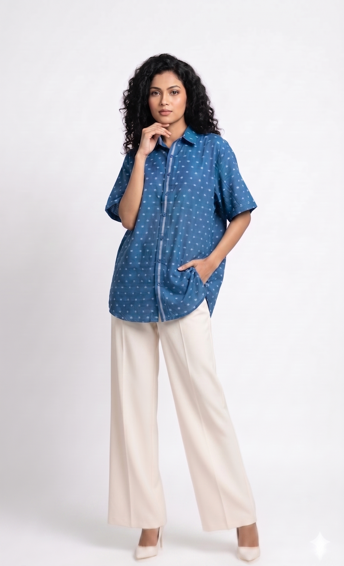Handwoven Cotton Unisex Shirt Teal