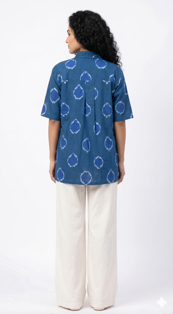 Handwoven Cotton Unisex Shirt Cerulean
