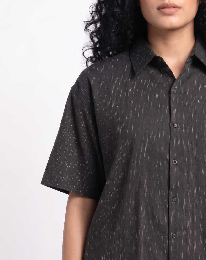 Handwoven Cotton Unisex Shirt Black