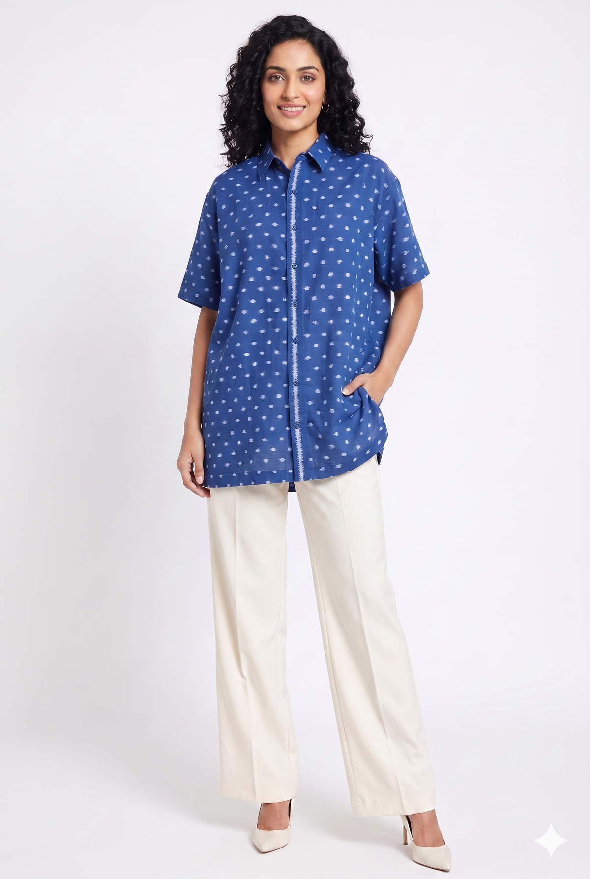 Handwoven Cotton Unisex Shirt Indigo