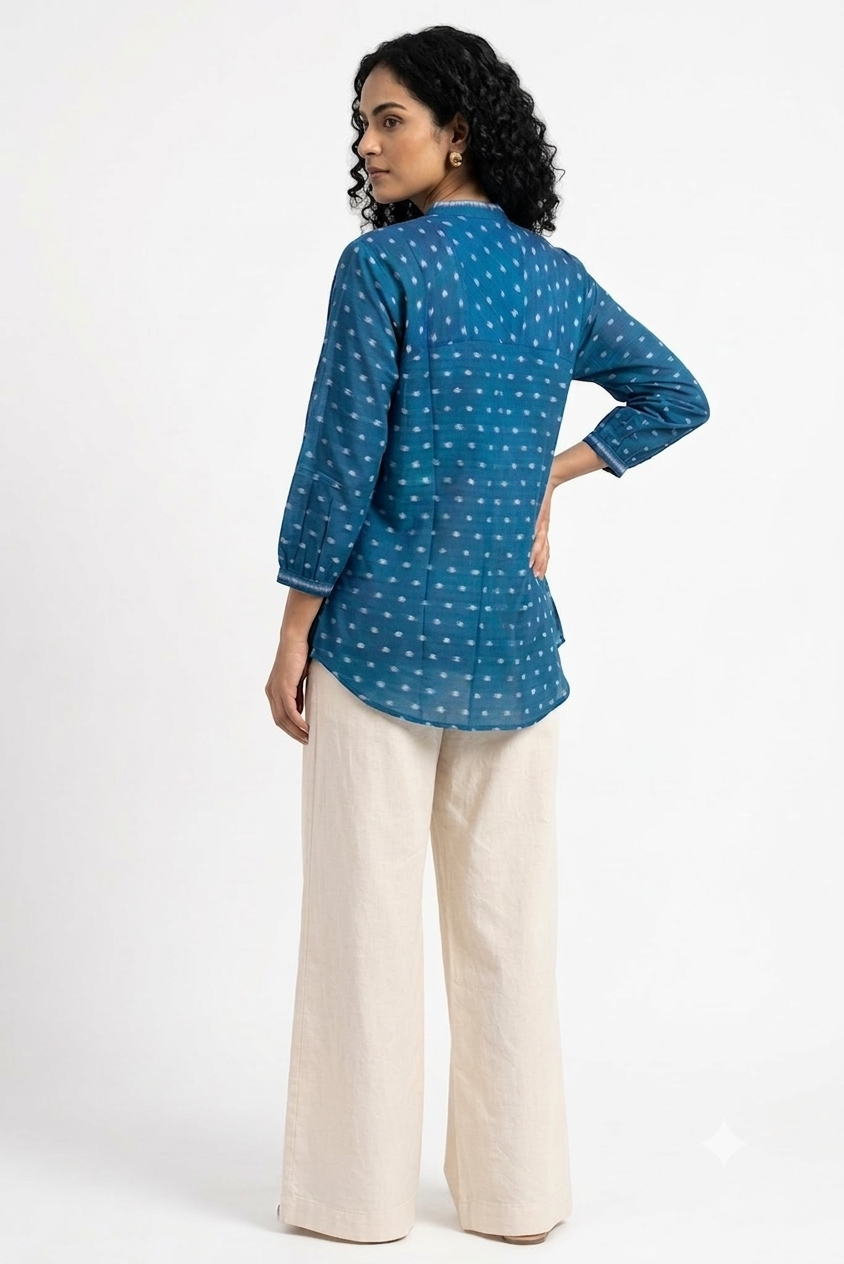 Handwoven Cotton Women's Shirt Teal