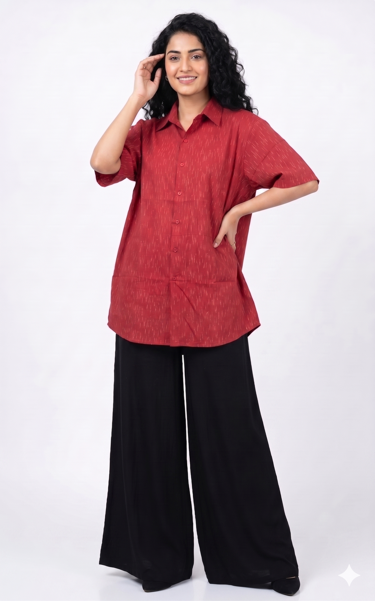 Handwoven Cotton Unisex Shirt Red