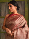 MACHLI (FISH) Tussar Silk Sari - Taupe Brown - Vriksh Designs