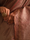 MACHLI (FISH) Tussar Silk Sari - Taupe Brown - Vriksh Designs