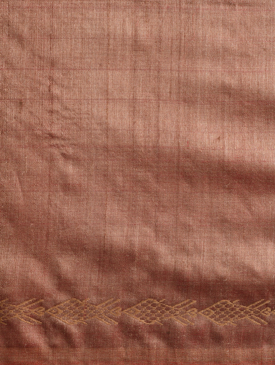 MACHLI (FISH) Tussar Silk Sari - Taupe Brown - Vriksh Designs