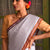 SANJUKTA Handwoven Silk Saree - Titanium  White
