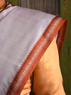 SANJUKTA Handwoven Silk Saree - Titanium  White - Vriksh Designs