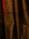 BADHTE KADAM KUMBHA Tussar Silk Saree - Black Gold - Vriksh Designs