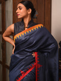 KUMBHA Handloom Tussar Silk Sari - Indigo Blue - Vriksh Designs