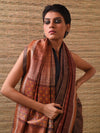 TRI RATNA Handwoven Tussar Silk Saree - Pecan Brown - Vriksh Designs