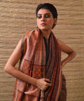 TRI RATNA Handwoven Tussar Silk Saree - Pecan Brown - Vriksh Designs