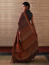 TRI RATNA Handwoven Tussar Silk Saree - Pecan Brown - Vriksh Designs