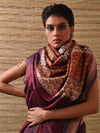 JHOTI Handwoven Tussar Silk Saree- Aubergine - Vriksh Designs