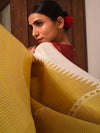 BADHTE KADAM KUMBHA Tussar Cotton Saree - White Gold - Vriksh Designs