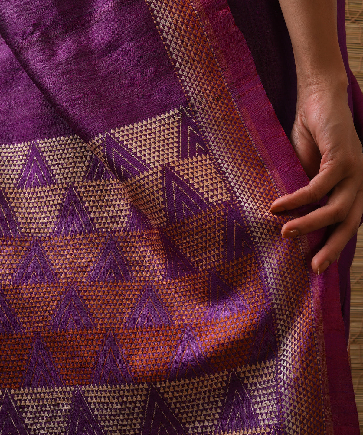 BHOR Handwoven Tussar Silk Saree - Purple