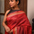 TRI RATNA Handwoven Tussar Silk Saree - Crimson Red