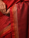 TRI RATNA Handwoven Tussar Silk Saree - Crimson Red - Vriksh Designs