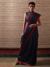 KUMBHA Kalingavastra Handwoven Tussar Silk Saree - Black - Vriksh Designs