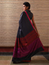 KUMBHA Kalingavastra Handwoven Tussar Silk Saree - Black - Vriksh Designs