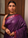 DHAAN Handwoven Tussar Silk Saree - Plum - Vriksh Designs