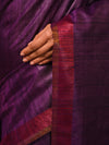 DHAAN Handwoven Tussar Silk Saree - Plum - Vriksh Designs