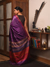 DHAAN Handwoven Tussar Silk Saree - Plum - Vriksh Designs