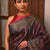 BEEJ Long Pallu Handwoven Tussar Silk Saree - Charcoal