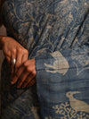 DABU TREE OF LIFE Tussar Silk Saree - Old Indigo Blue - Vriksh Designs