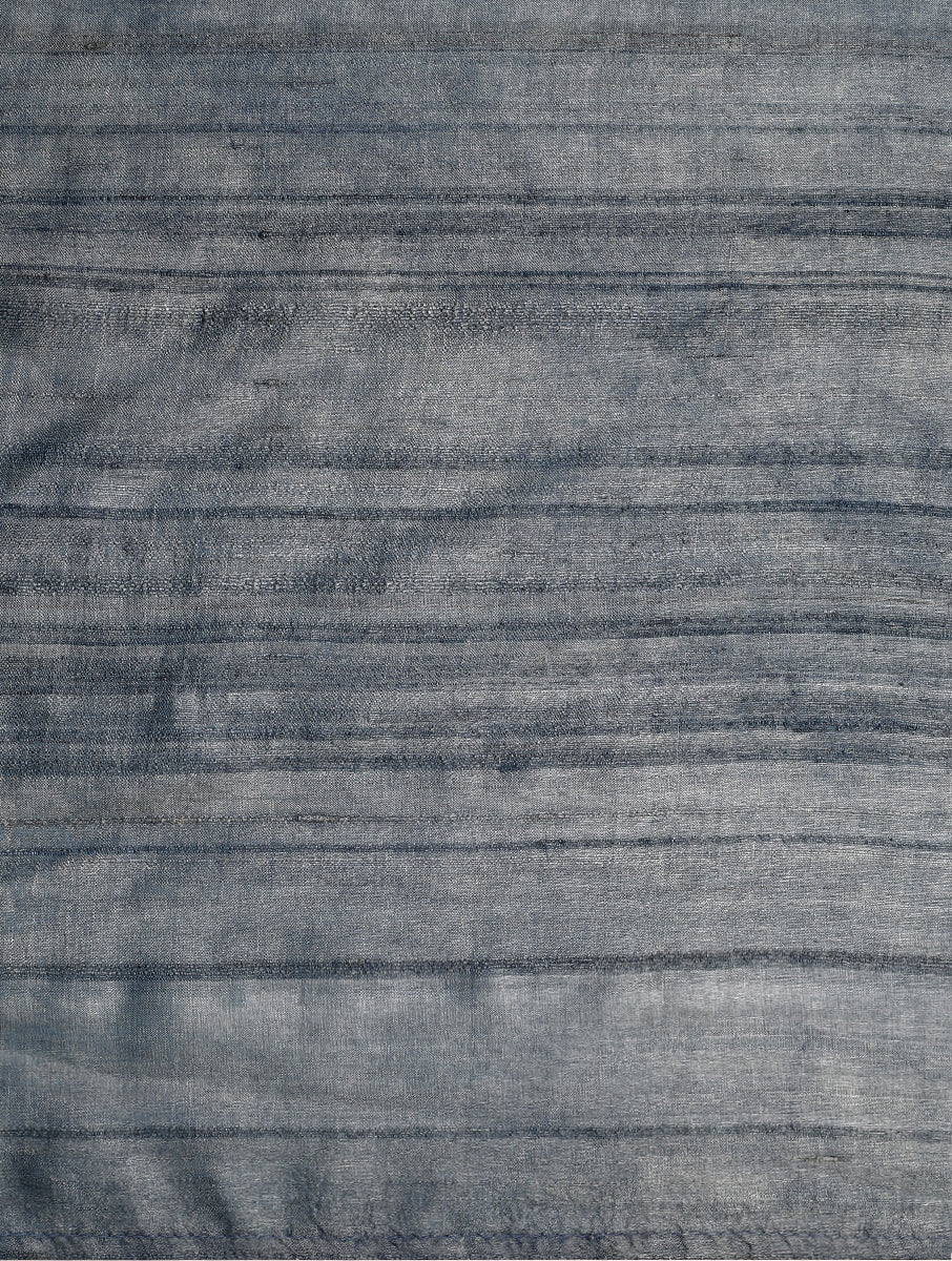 DABU TREE OF LIFE Tussar Silk Saree - Old Indigo Blue - Vriksh Designs