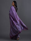 Zari Stripe Handwoven Tussar Silk Saree - Romantic Violet - Vriksh Designs