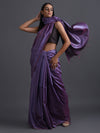Zari Stripe Handwoven Tussar Silk Saree - Romantic Violet - Vriksh Designs