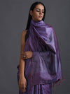 Zari Stripe Handwoven Tussar Silk Saree - Romantic Violet - Vriksh Designs