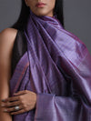 Zari Stripe Handwoven Tussar Silk Saree - Romantic Violet - Vriksh Designs