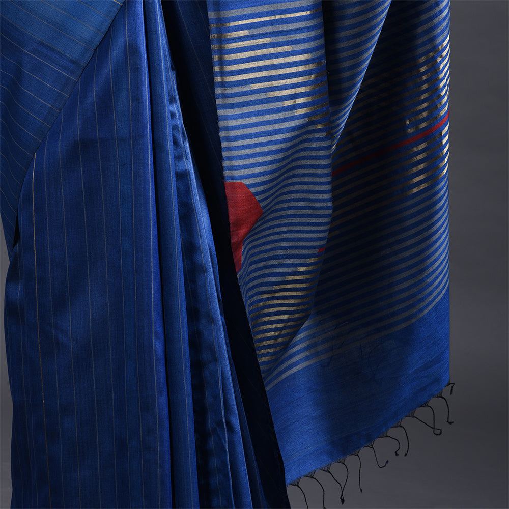 Bindu Handwoven Tussar Silk Saree - Blue