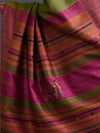 NAVAGUNJARA Handwoven Tussar Silk Sari -  Lemon green
