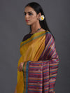 Bomkai Handwoven Tussar Silk Saree - Yellow - Vriksh Designs
