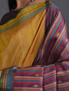 Bomkai Handwoven Tussar Silk Saree - Yellow - Vriksh Designs