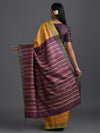Bomkai Handwoven Tussar Silk Saree - Yellow - Vriksh Designs