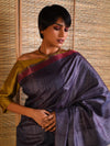 DHAAN Handwoven Tussar Silk Saree - Space Blue - Vriksh Designs