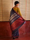 DHAAN Handwoven Tussar Silk Saree - Space Blue - Vriksh Designs