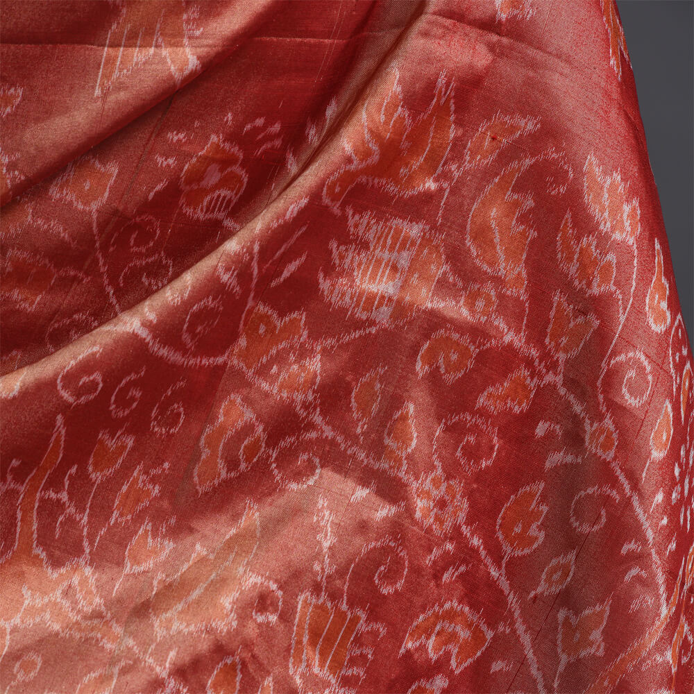 KANAK Ikat Masterpiece Handwoven Silk Sari - Brown