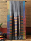Ikat Tussar Satrang Silk Sari - Iron Grey