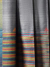 Ikat Tussar Satrang Silk Sari - Iron Grey