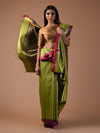 KUMBHA Handwoven Tussar Silk Saree - Olive Green