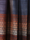 JHOTI Handwoven Tussar Silk Saree - Navy Blue